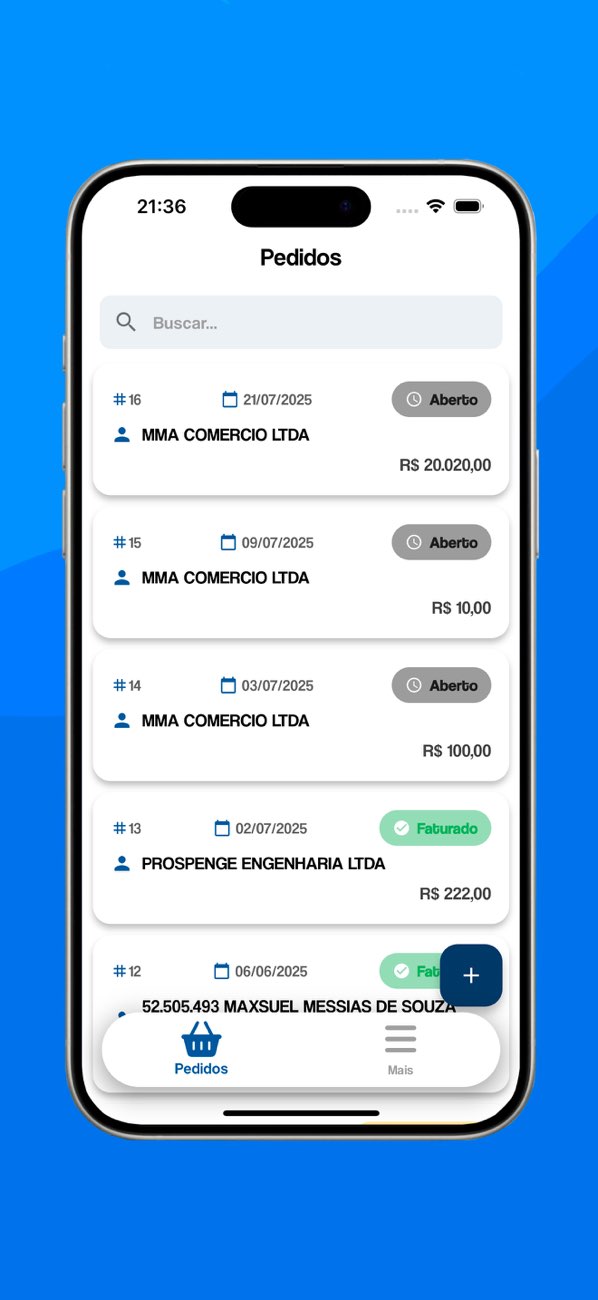 Tela do app Flye para pedidos e vendas